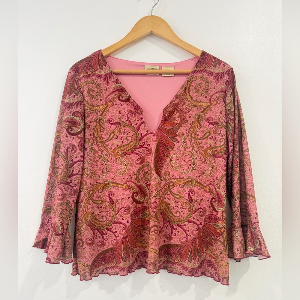 St John’s Bay Vintage Women’s Pink Paisley Blouse XL y2k Floral
